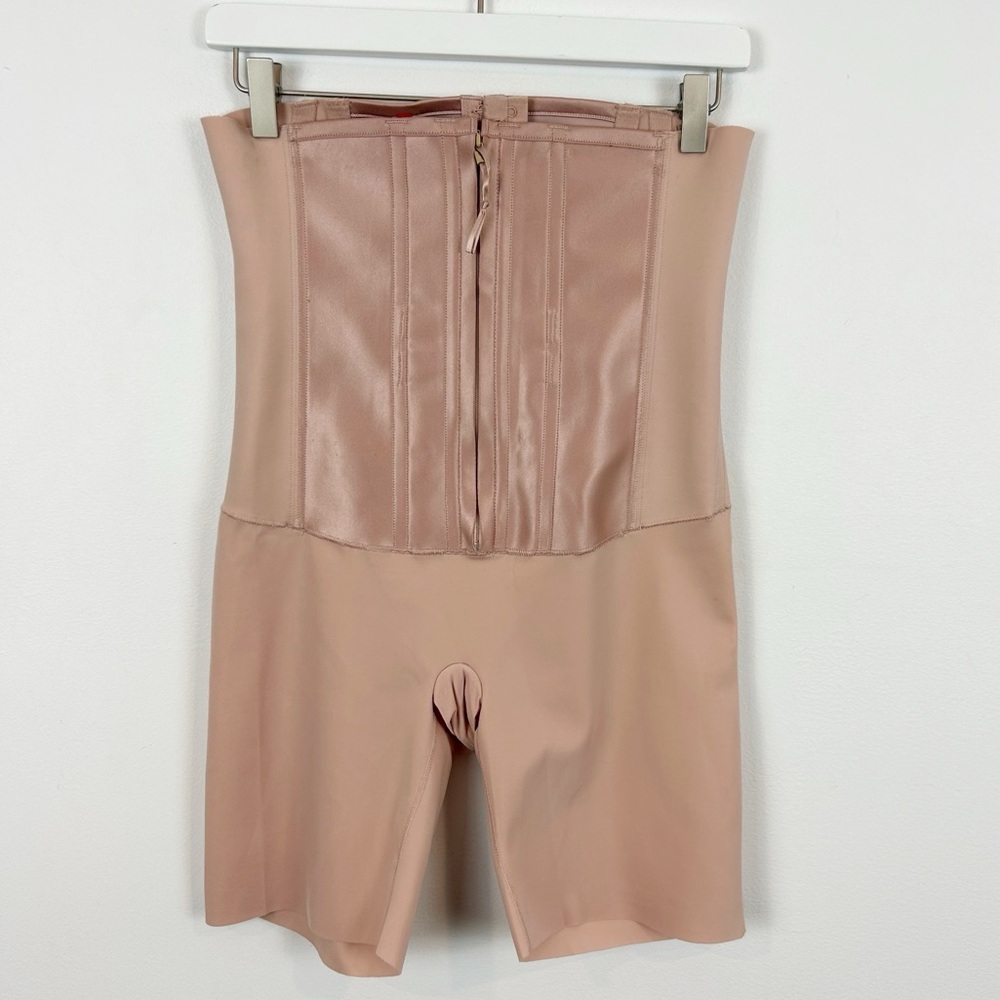 SPANX Nude High-Waist Zip Front Shapewear Shorts